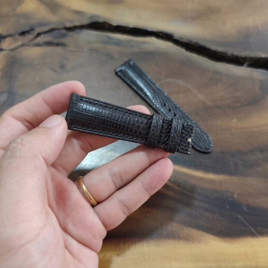 Lizard Watch Strap Handmade | Bespoke Black Watch Band for Men | Leather Strap | Luxury Gift