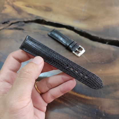 Lizard Watch Strap Handmade | Bespoke Black Watch Band for Men | Leather Strap | Luxury Gift