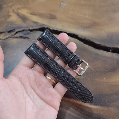 Lizard Watch Strap Handmade | Bespoke Black Watch Band for Men | Leather Strap | Luxury Gift