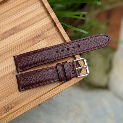 Epsom Watch Strap Handmade | Bespoke Bordeaux Watch Band for Men | Leather Strap | Luxury Gift