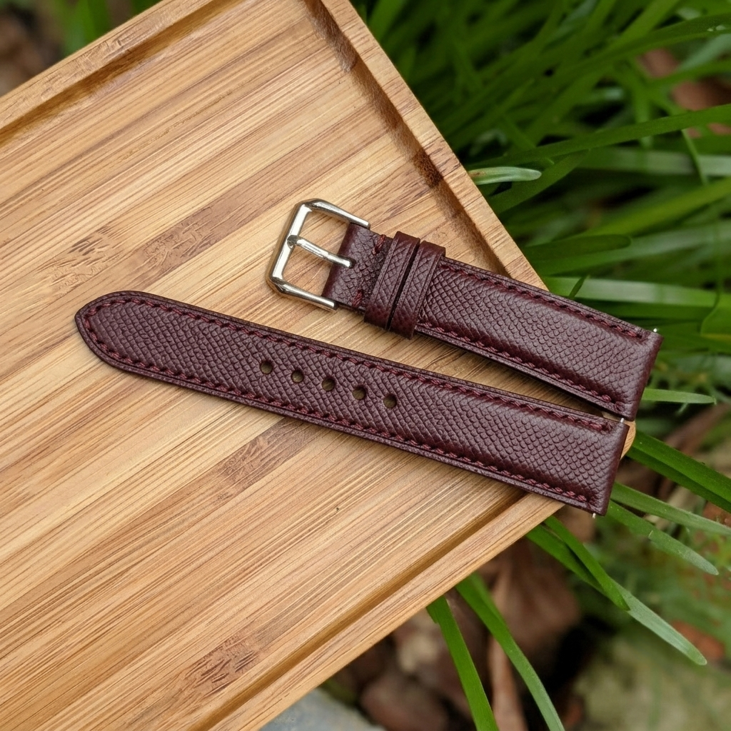 Epsom Watch Strap Handmade | Bespoke Bordeaux Watch Band for Men | Leather Strap | Luxury Gift