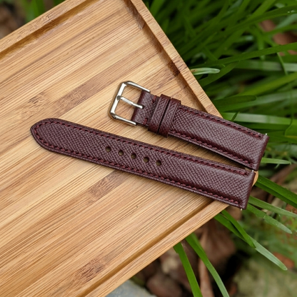 Epsom Watch Strap Handmade | Bespoke Bordeaux Watch Band for Men | Leather Strap | Luxury Gift