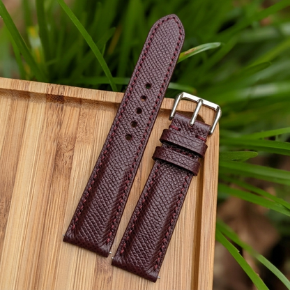Epsom Watch Strap Handmade | Bespoke Bordeaux Watch Band for Men | Leather Strap | Luxury Gift