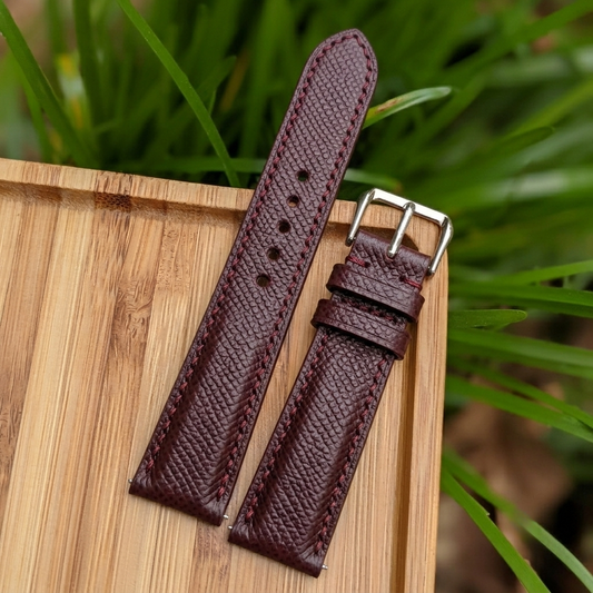 Epsom Watch Strap Handmade | Bespoke Bordeaux Watch Band for Men | Leather Strap | Luxury Gift