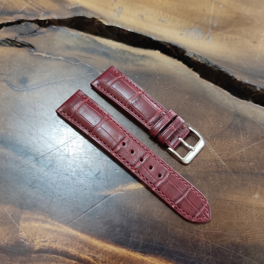 Red Alligator Leather Watch Strap by Thor Leather Craft