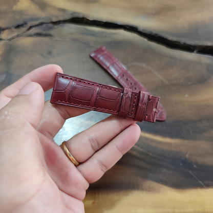 Alligator Watch Strap Handmade | Bespoke Red Watch Band for Men | Leather Strap | Luxury Gift