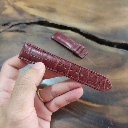 Alligator Watch Strap Handmade | Bespoke Red Watch Band for Men | Leather Strap | Luxury Gift