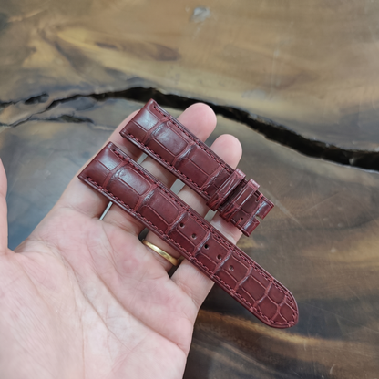 Alligator Watch Strap Handmade | Bespoke Red Watch Band for Men | Leather Strap | Luxury Gift