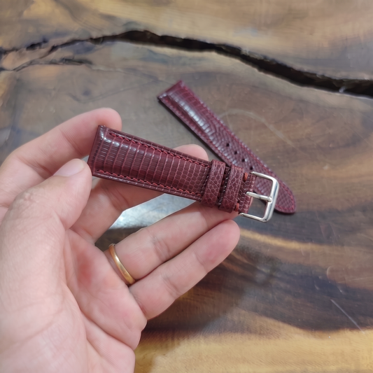Lizard Watch Strap Handmade | Bespoke Burgundy Watch Band for Men | Leather Strap | Luxury Gift