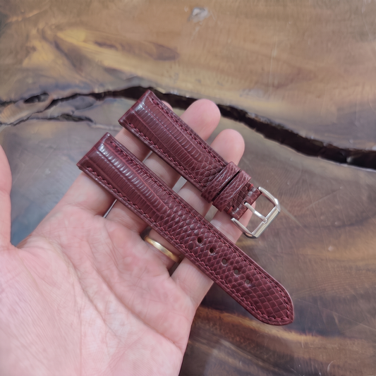 Lizard Watch Strap Handmade | Bespoke Burgundy Watch Band for Men | Leather Strap | Luxury Gift