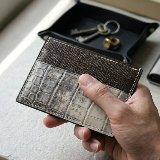 Himalaya Alligator Card Holder, Epsom handstitched, name engraved
