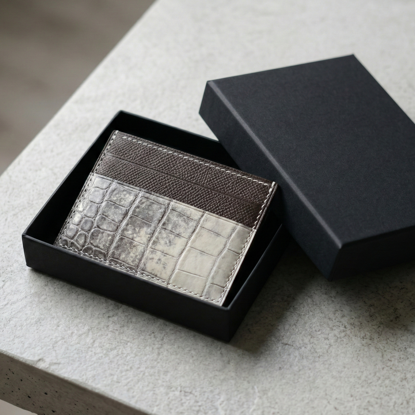 Himalaya Alligator Card Holder, Epsom handstitched, name engraved