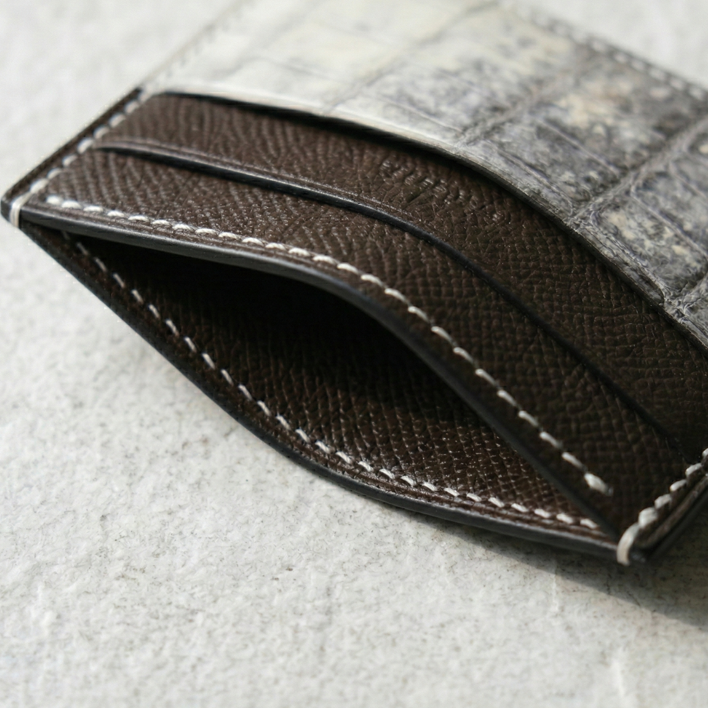 Himalaya Alligator Card Holder, Epsom handstitched, name engraved