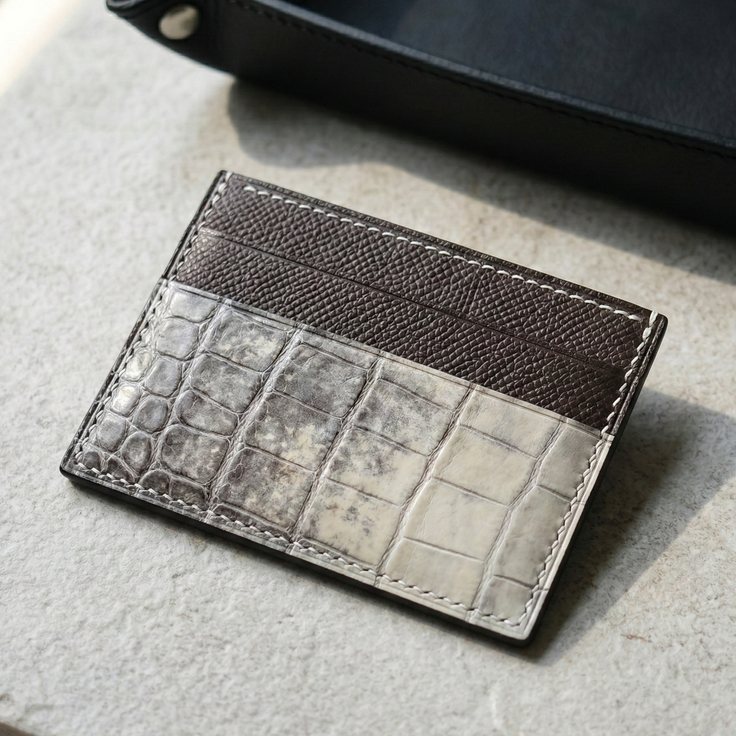Himalaya Alligator Card Holder, Epsom handstitched, name engraved