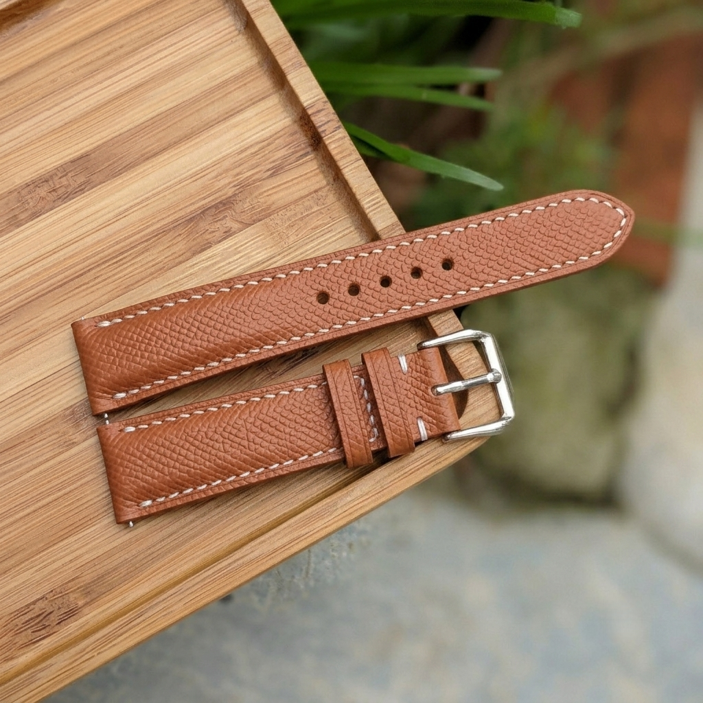 Epsom Watch Strap Handmade | Bespoke Orange Carrot Watch Band for Men | Leather Strap | Luxury Gift