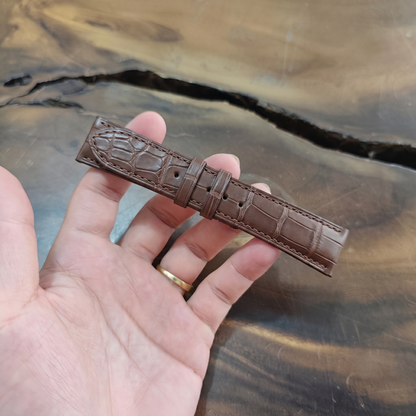 Alligator Watch Strap Handmade | Bespoke Chocolate Brown Watch Band for Men | Leather Strap | Luxury Gift
