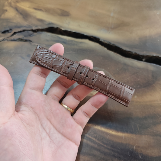 Chocolate Brown Alligator Leather Watch Strap by Thor Leather Craft