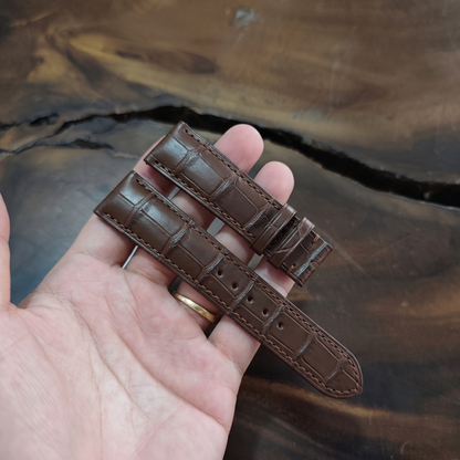 Alligator Watch Strap Handmade | Bespoke Chocolate Brown Watch Band for Men | Leather Strap | Luxury Gift