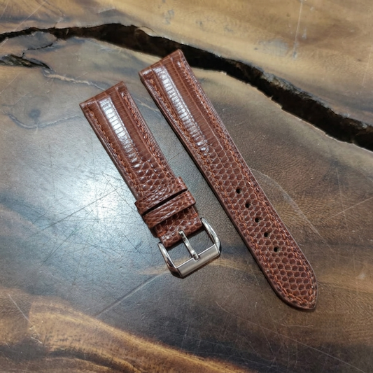 Lizard Watch Strap Handmade | Bespoke Chocolate Brown Watch Band for Men | Leather Strap | Luxury Gift