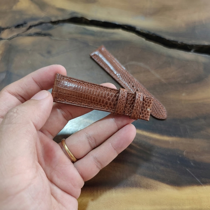 Lizard Watch Strap Handmade | Bespoke Chocolate Brown Watch Band for Men | Leather Strap | Luxury Gift