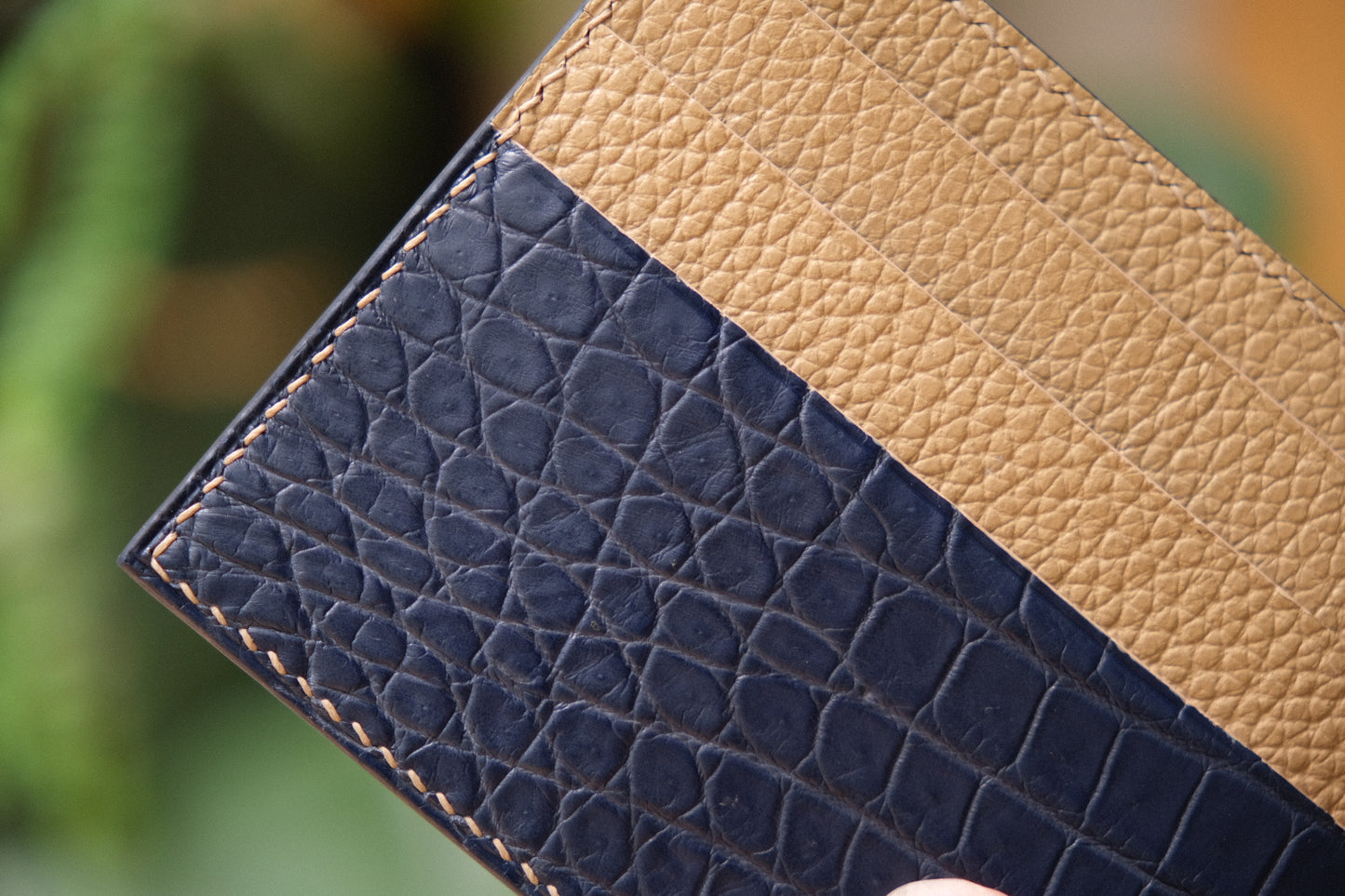 Personalized Navy blue Alligator Leather Money Clip Wallet