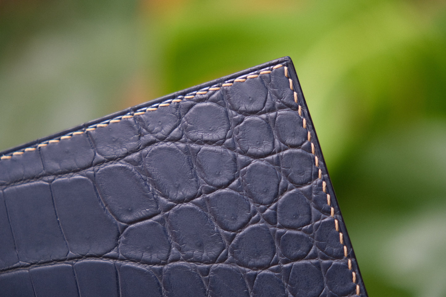 Personalized Navy blue Alligator Leather Money Clip Wallet