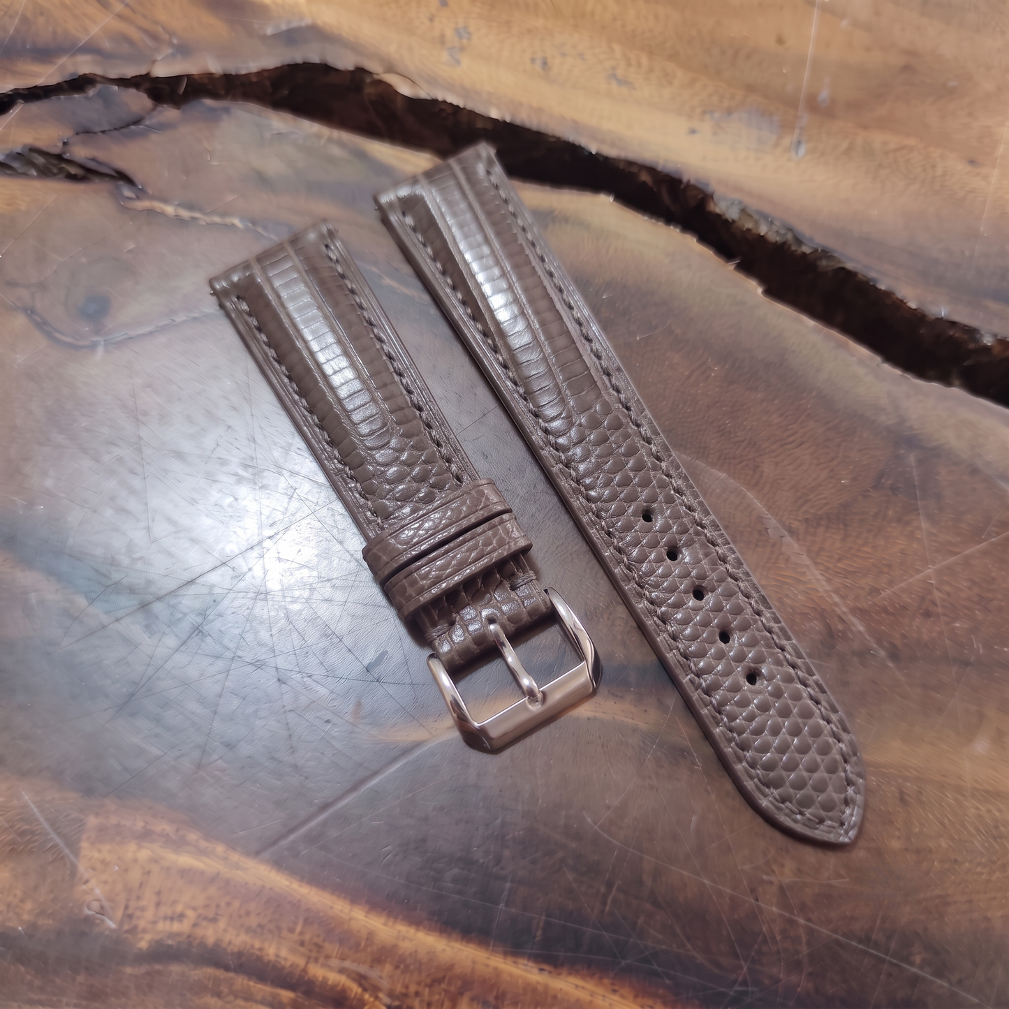 Lizard Watch Strap Handmade | Bespoke Gray Watch Band for Men | Leather Strap | Luxury Gift