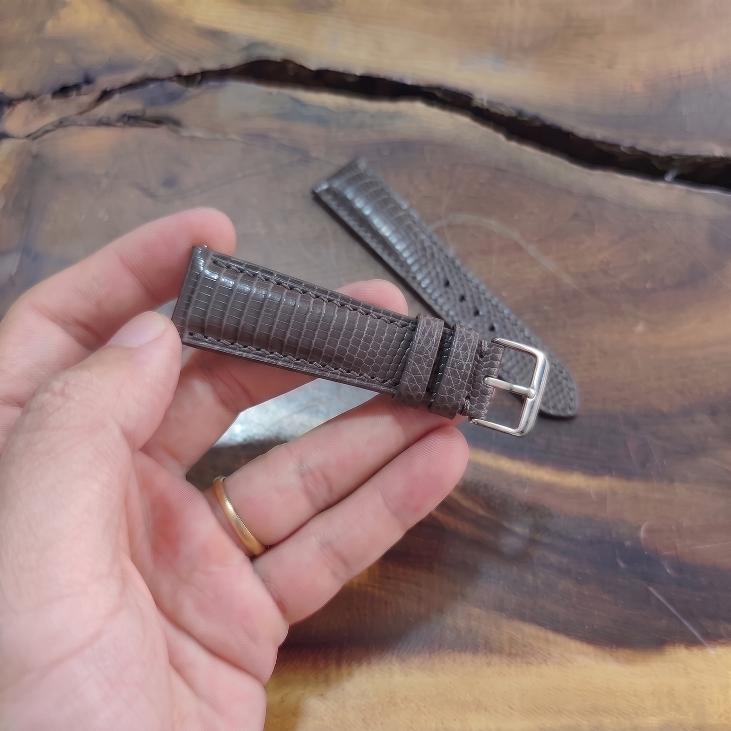 Lizard Watch Strap Handmade | Bespoke Gray Watch Band for Men | Leather Strap | Luxury Gift