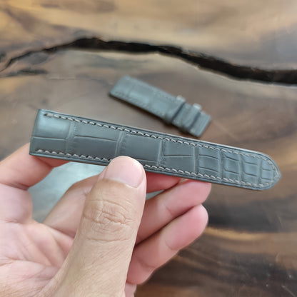 Alligator Watch Strap Handmade | Bespoke Grey Watch Band for Men | Leather Strap | Luxury Gift