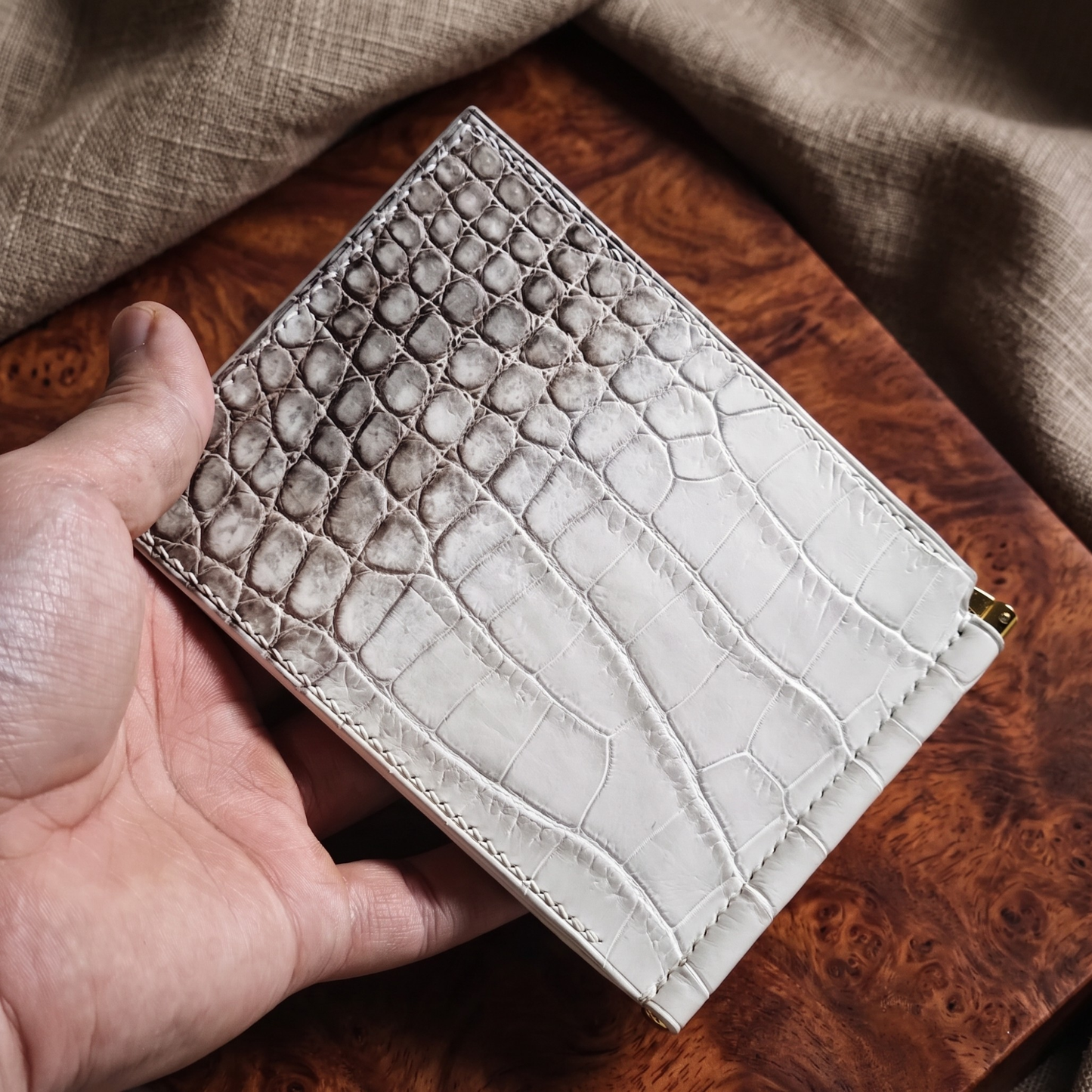Personalized Himalayan Alligator Leather Money Clip Wallet