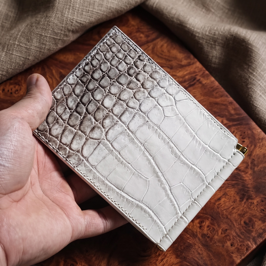 Personalized Himalayan Alligator Leather Money Clip Wallet