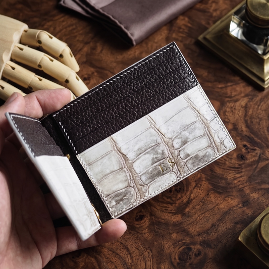 Personalized Himalayan Alligator Leather Money Clip Wallet