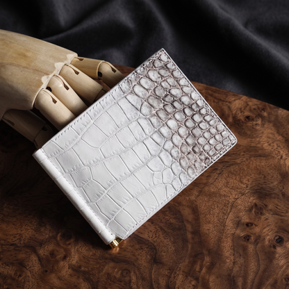 Personalized Himalayan Alligator Leather Money Clip Wallet