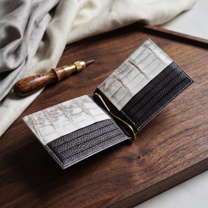 Personalized Himalayan Alligator Leather Money Clip Wallet