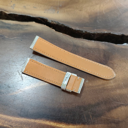 Alligator Watch Strap Handmade | Bespoke Light Grey Watch Band for Men | Leather Strap | Luxury Gift