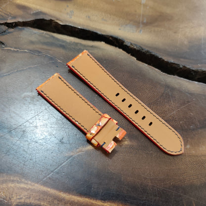 Alligator Panerai Watch Strap Handmade | Bespoke Orange Watch Band for Men | Leather Strap | Luxury Gift