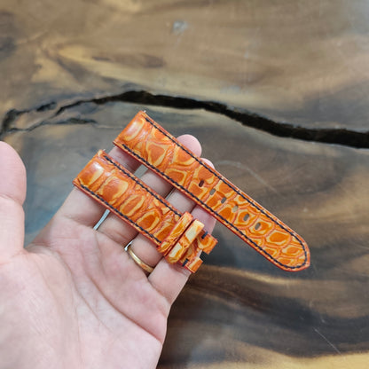 Alligator Panerai Watch Strap Handmade | Bespoke Orange Watch Band for Men | Leather Strap | Luxury Gift