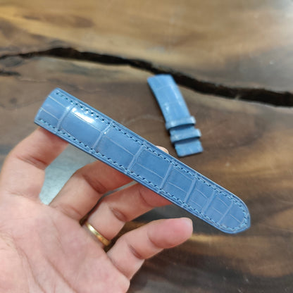 Alligator Watch Strap Handmade | Bespoke Skyblue Watch Band for Men | Leather Strap | Luxury Gift
