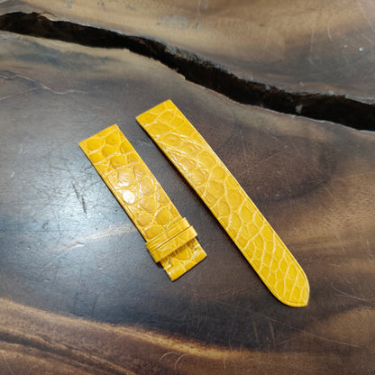 Alligator Watch Strap Handmade | Bespoke Light Yellow Watch Band for Men | Leather Strap | Luxury Gift