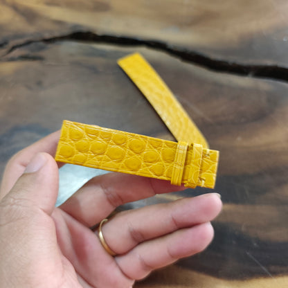 Alligator Watch Strap Handmade | Bespoke Light Yellow Watch Band for Men | Leather Strap | Luxury Gift
