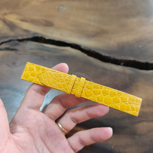 Light Yellow Alligator Leather Watch Strap by Thor Leather Craft - detail view 2