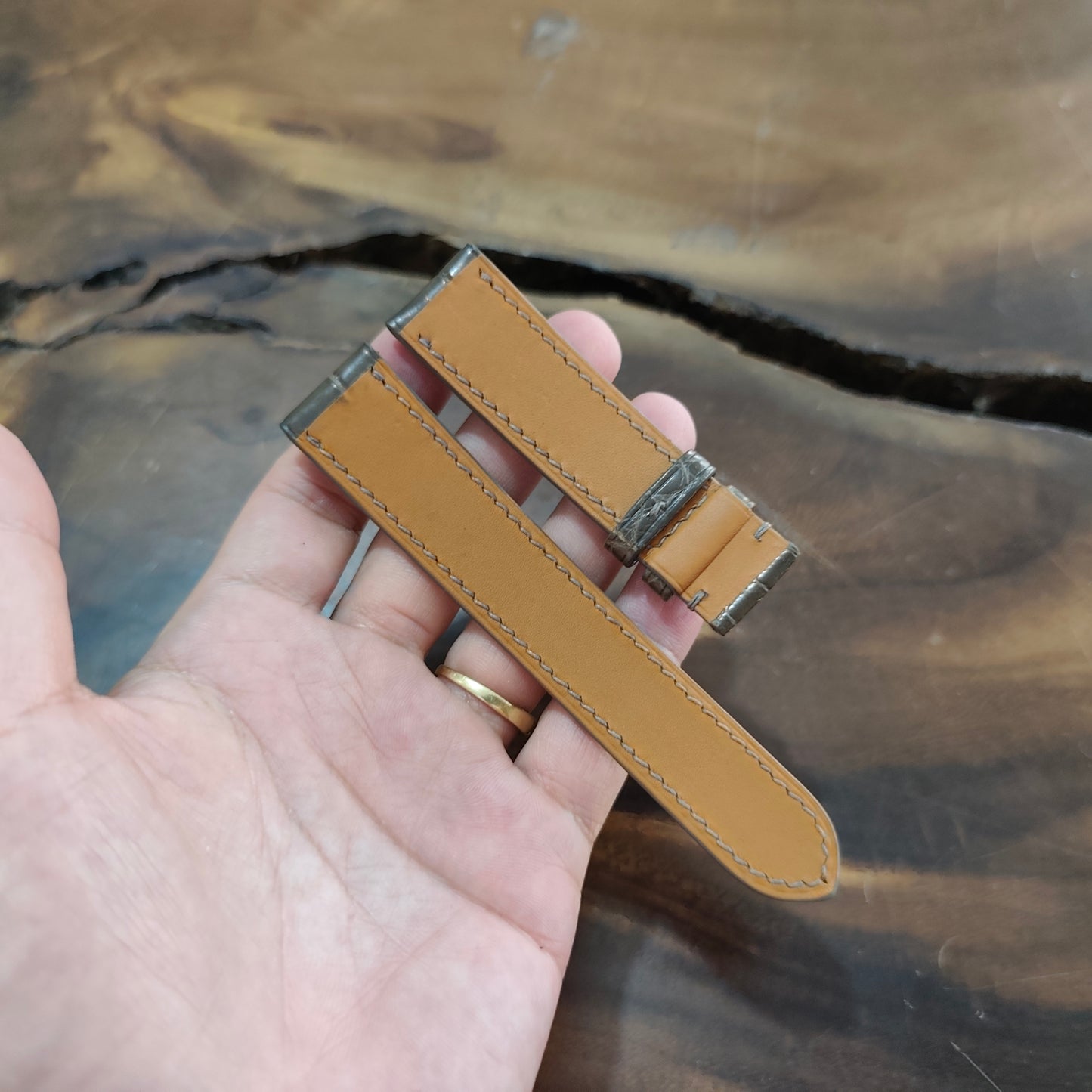 Alligator Watch Strap Handmade | Bespoke Dark Gray Watch Band for Men | Leather Strap | Luxury Gift