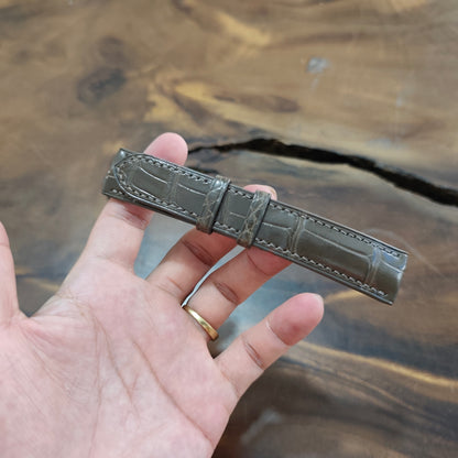 Alligator Watch Strap Handmade | Bespoke Dark Gray Watch Band for Men | Leather Strap | Luxury Gift