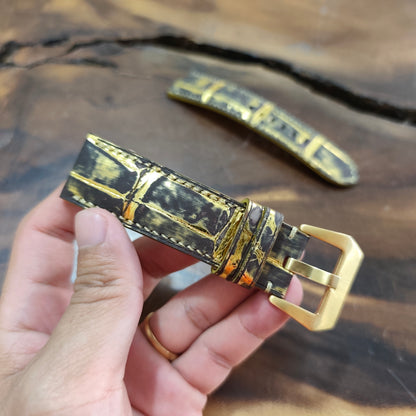 Alligator Panerai Watch Strap Handmade | Bespoke Gold Watch Band for Men | Leather Strap | Luxury Gift