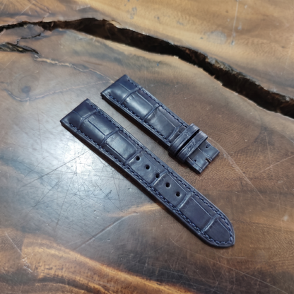 Alligator Watch Strap Handmade | Bespoke Navy Blue Watch Band for Men | Leather Strap | Luxury Gift