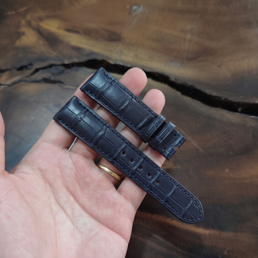Navy Blue Alligator Leather Watch Strap by Thor Leather Craft