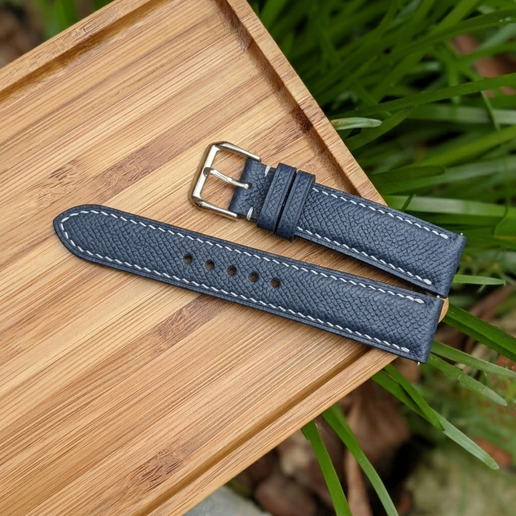 Epsom Watch Strap Handmade | Bespoke Navy Blue Watch Band for Men | Leather Strap | Luxury Gift