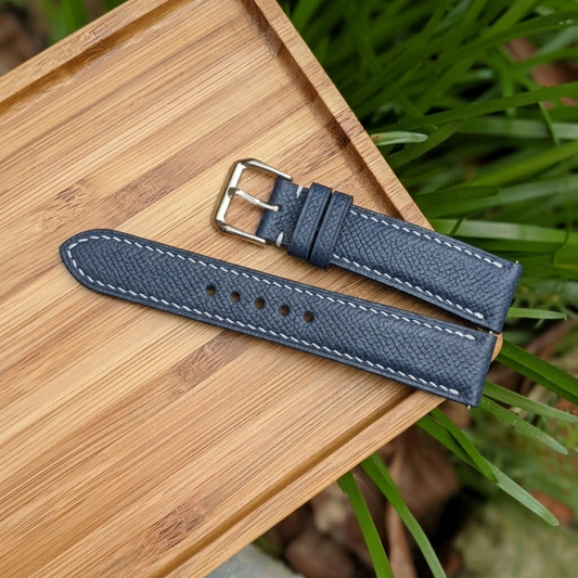 Epsom Watch Strap Handmade | Bespoke Navy Blue Watch Band for Men | Leather Strap | Luxury Gift