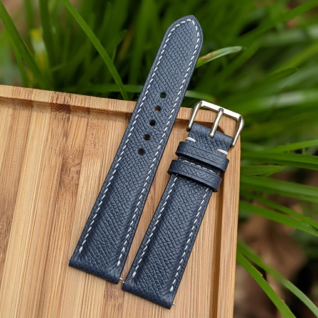 Epsom Watch Strap Handmade | Bespoke Navy Blue Watch Band for Men | Leather Strap | Luxury Gift