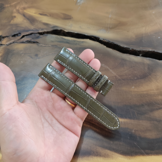 Olive Alligator Leather Watch Strap by Thor Leather Craft
